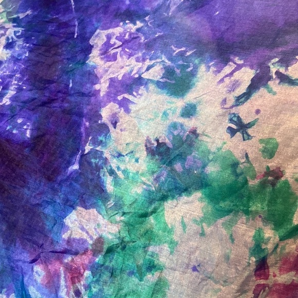 Saks Fifth Avenue silk scarf purple pink turquoise tie dye old money elegant - Picture 8 of 17